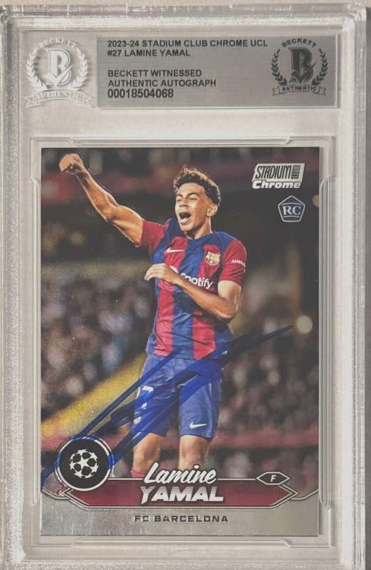 2023-24 Topps Stadium Club Chrome UCL #27 Lamine Yamal RC Beckett Authentic AUTO