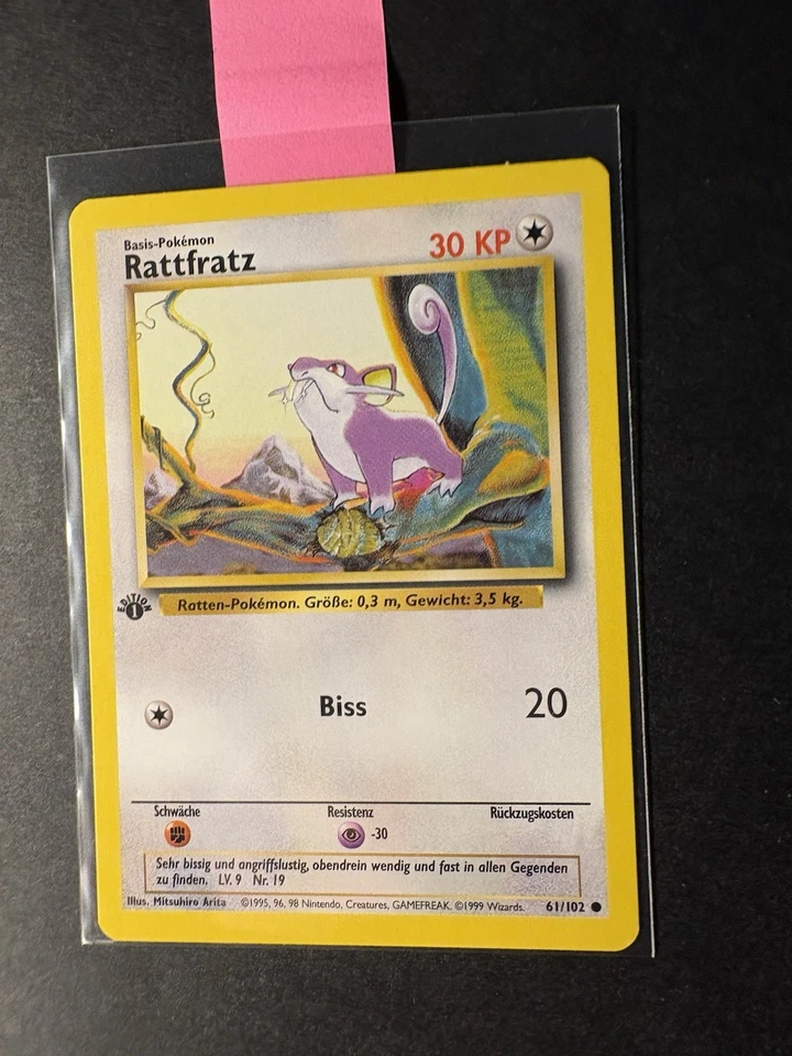 Pokemon Karte Rattfratz 61/102 Base Set 1. Edition Deutsch Basis NM - Bild 2 von 4
