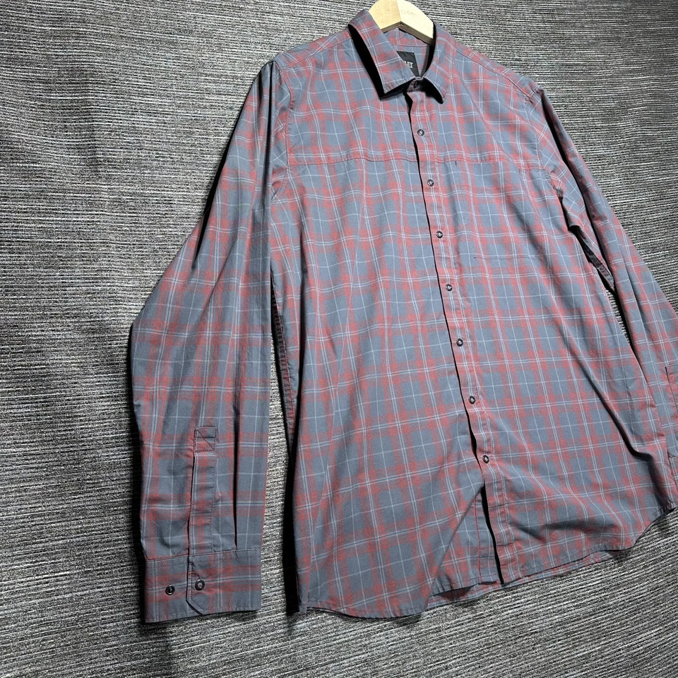 Camisa tática masculina 5.11 grande vermelha cinza xadrez manga longa botão para cima encaixe 72529 - Imagem 4 de 4