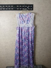Vintage Christian Dior Nightgown S Pink Purple Floral Lace ILGWU 1980s USA Made