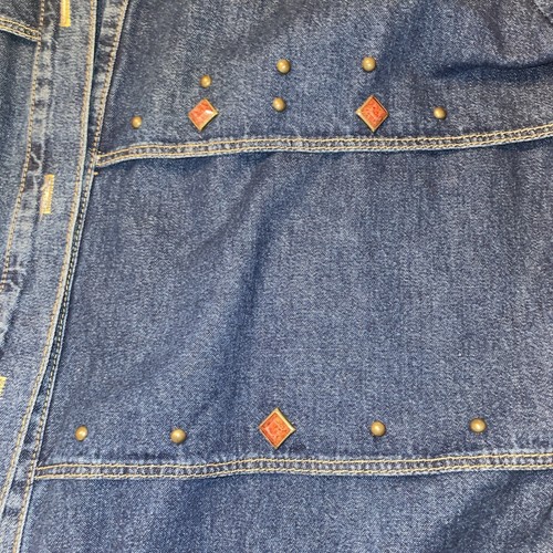 NINA Piccallino Denim Jean Shacket Women’s Sz 12 Turquoise Western Southwest - Picture 9 of 13
