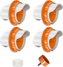 DIY Chicken Feeders No Waste, 4 Ports Poultry Feeder with 4 Ports, Orange