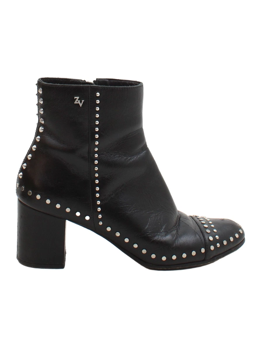 Bottines Cuir Cloutées Zadig & Voltaire - Taille 38 - Occasion - Style Rock