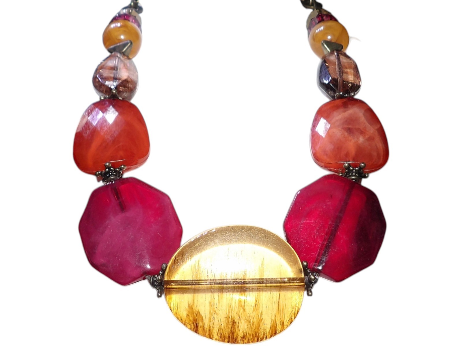 Ruby Rd Chunky Statement Necklace POPPIN Red Oran… - image 8