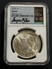 1923 PEACE DOLLAR $1 - NGC MS64 - WAYNE MILLER, Authentic Hand Signed