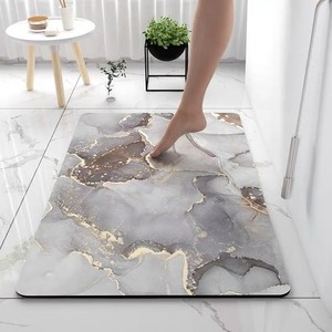 Grey Gold Marble Bathroom Mats