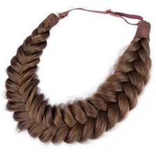 Messy Wide 2 Strands Synthetic Hair Braided Headband Classic Chunky Plaited B...