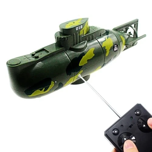  Mini RC Submarino Control Remoto Barco Barco Modelo Militar Electrónico Verde Foto 2 de 4