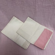 Antique Estate Baby Pillow Cases Charming Super Soft Hand Sewn  Embroidered