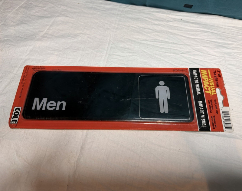 COLE Visual Impact Men Restroom Wall Sign 3" x 11-1/2"