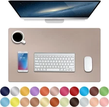 Boutilon Leather Desk Pad Protector,Non-Slip Mouse S 24 x 14, Champagne 