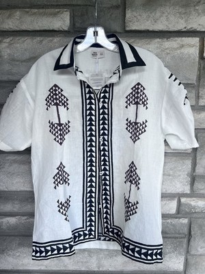 Mo Maya Singapore Tara Linen Unisex Shirt $169 One Size 