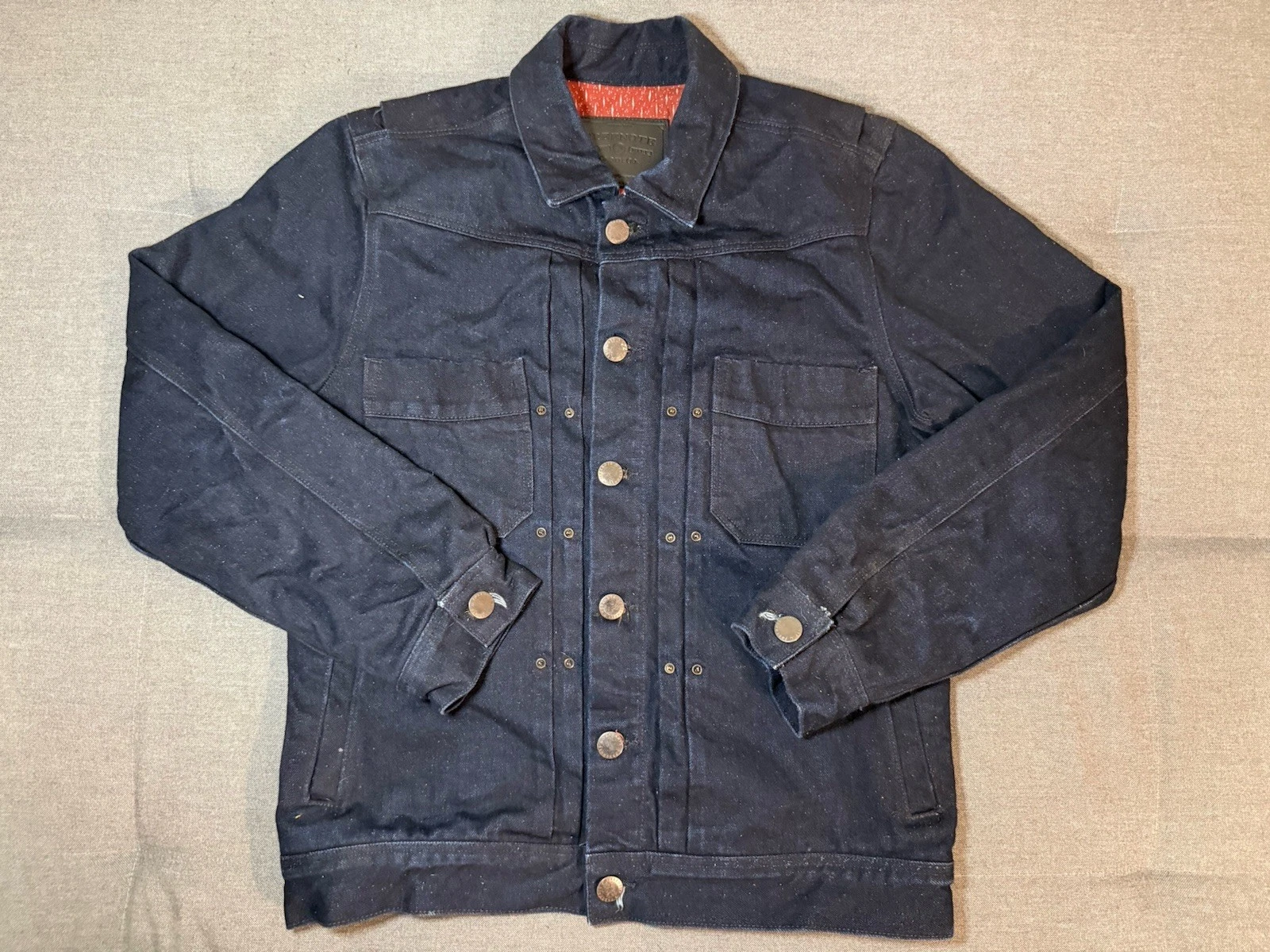 Freenote Classic Cloth Denim Riders Jacket Raw Fleck Indigo Small image 1