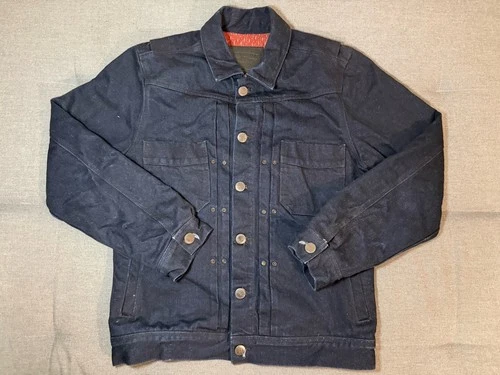 Freenote Classic Cloth Denim Riders Jacket Raw Fleck Indigo Small - product listing photo