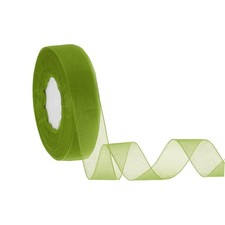 Organza Ribbon 1 Inch 50 Yards Sheer Ribbons for Gift Wrapping, Olive