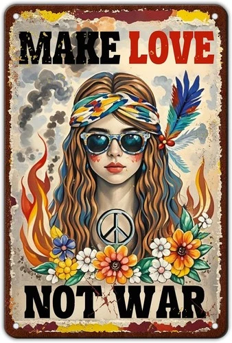 Vintage Make Love Not War Poster Tin Metal Signs Home Décor 8x12