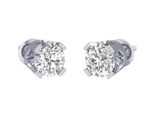 Natural Diamond Solitaire Studs Earrings 0.50 Carat 14K White Gold Screw Backs