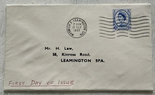 GB QEII 1957 Parliamentary Conference 4d FDC Warwick Leamington Spa Wavy Line