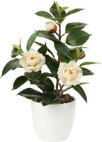 KüNstliche Zimmerpflanze Kamelie Dekorative Seidenblumen Im Kunststofftopf Deko