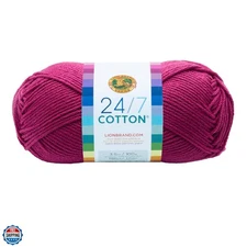 Lightweight 24/7 Cotton Yarn for Knitting, Crocheting, and Crafts, Rose, 1 Pack