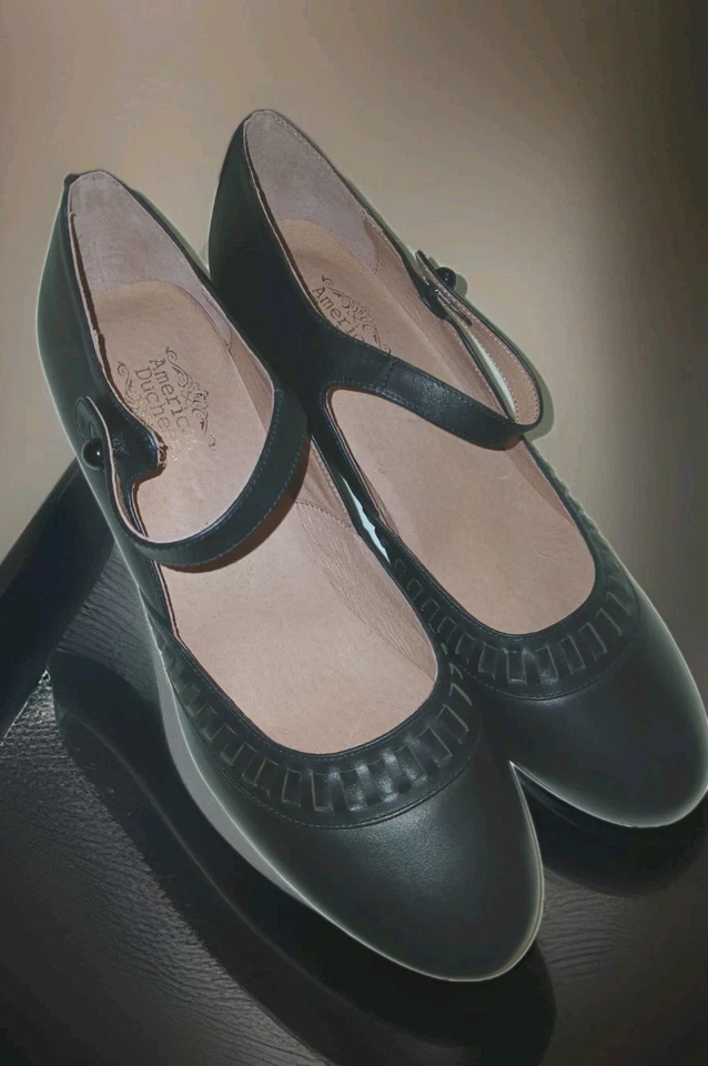 American Duchess Shoes 1920s Majorie Black Leather US Sz 8 NWOB 2" Heel Classic - Image 3 of 4