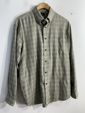 Men s Arrow Heritage Twill Long Sleeve Dress Shirt Large 16-16.5 Green Plaid