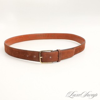 Cable Car Clothiers Robert Kirk Made in Italy Cinnamon Brown Fine Suede Belt 38