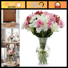 Fresh Pink Royale Rose Bouquet with Vase - Mother's Day Flowers, Hand-Tied, Gift