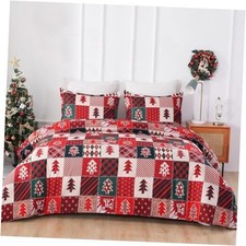 Christmas Duvet Cover Holiday Microfiber Bedding Collection Queen Plaid Tree