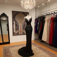 Elegant Gothic Black Mermaid Wedding Dresses Satin Lace Applique Bridal Gowns