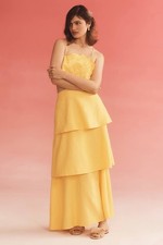 Anthropologie Farm Rio 3D Floral Tiered Midi Dress Size XS