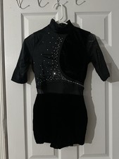 Weissman Black Bedazzled Romper Jazz Dance Costume - Woman  s Size Medium