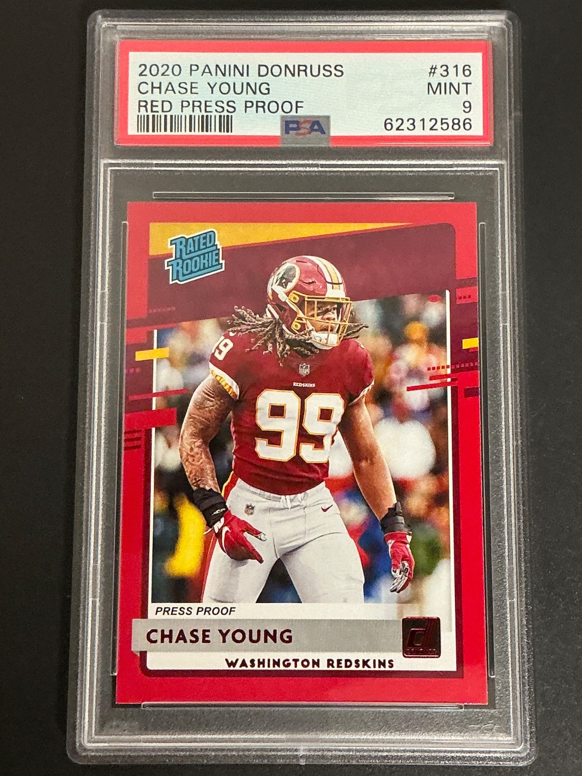2020 Panini Donruss #316 Chase Young RC Red Press Proof PSA 9 MT 586