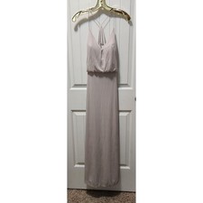 Alfred Sung Bridesmaid Dress Biege Sleeveless Long Formal Size 4