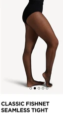 NWT Capezio Studio Basics Seamless Footed Black #3407 Adult Fishnet DanceTights