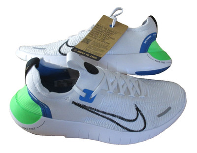 Nike Men's Free RN FK NN Running Shoes White Black Star Blue Green Size 10.5 NIB