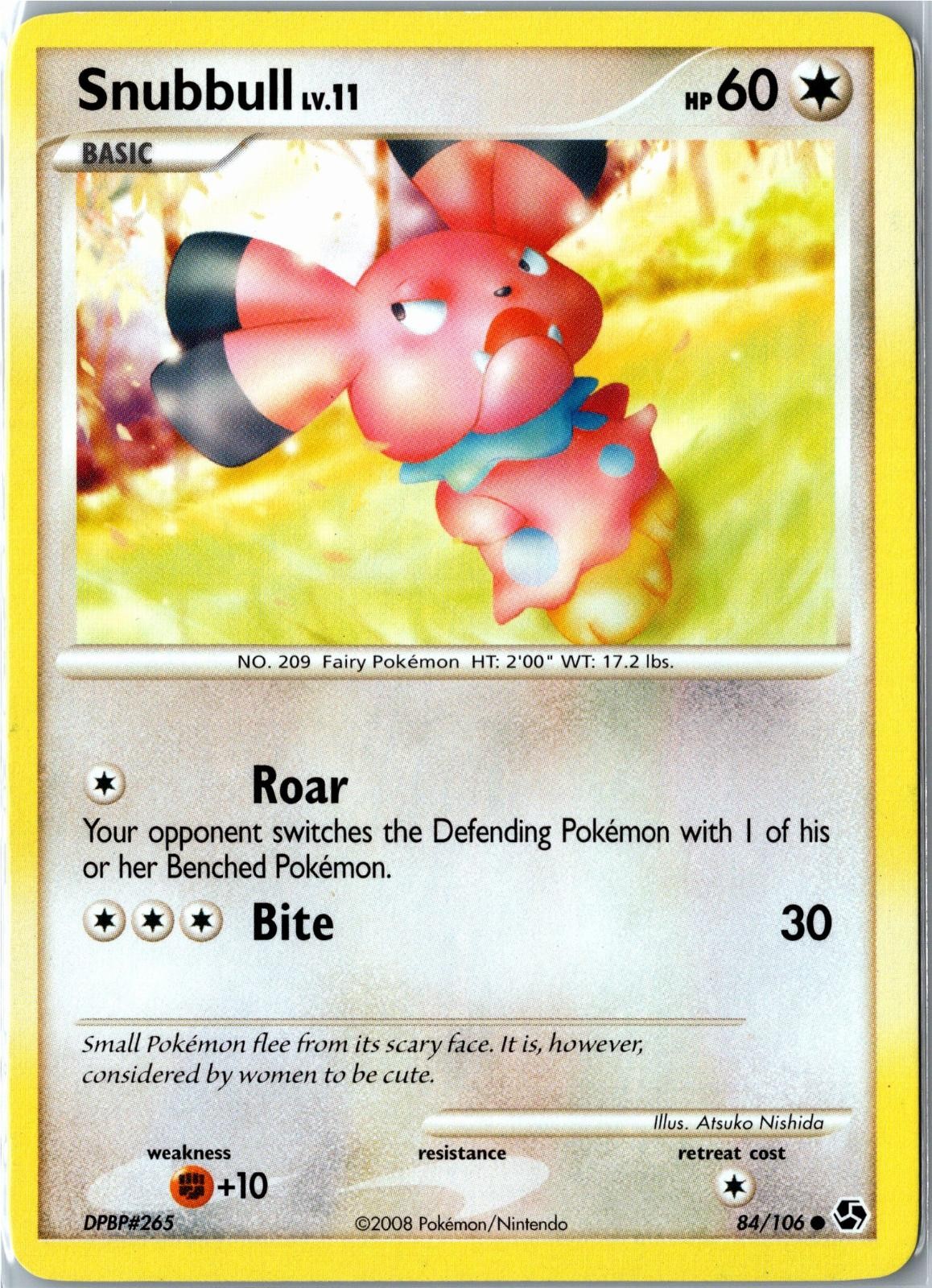 Pokemon Card - Snubbull 84/106 Great Encounters Common Heavily Played