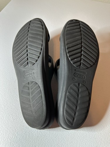 Crocs Black And Silver Slip On Sandals Size 9 - Picture 7 of 7
