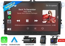 OBDII CAM DVR 9" Android 14 Radio GPS Car Stereo CarPlay For VW Golf Mk5 R32 GTi