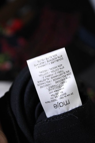 Maje Womens Back Zip Short Sleeve Velvet Trim Tee Shirt Black Size 1 - Picture 5 of 7