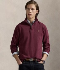 Polo Ralph Lauren Big  Tall BURGUNDY Estate Rib 1/4 Zip Cotton Pullover