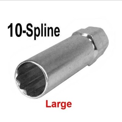 10-Spline Lug Nut Tool Key Adapter Socket, Truck  Duplex Large 13/16-7/8  Hex
