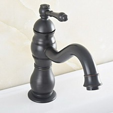 Black Oil Rubbed Bronze Bathroom Faucet Single Handle Hole Vanity Sink Mixer Tap