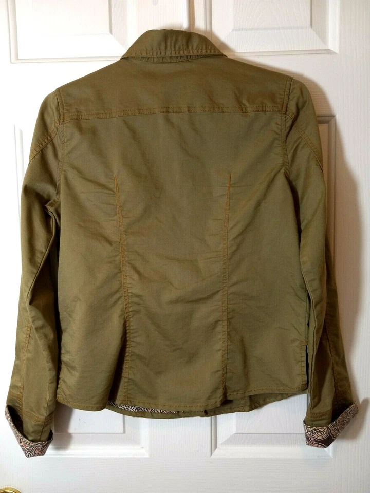 ROYAL ROBINS Mujer Verde Botón a Presión Mezcla de Algodón Top Camisa Chaqueta Talla M Foto 3 de 3