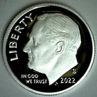 2022 S Roosevelt Silver Proof Dime 10c US Coin Ten Cents 99.9% Silver