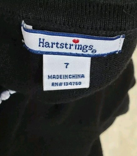 Hartstrings Sweater Girls Size 7 Button Down Cardigan Black Embroidered Cotton A - Picture 4 of 6