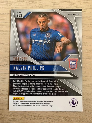 2024-25 Panini Prizm Premier blue KALVIN PHILLIPS #ed 288/299! Ipswich Town FC - Bild 2 von 2