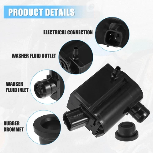 Windshield Washer Motor Pump Fit for Hyundai Accent for Kia Sorento Black! - Foto 3 di 6