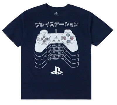 PlayStation Men's T-Shirt Japanese Controller Authentic Merc Sizes S-3XL Navy