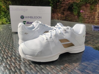 Babolat Wimbledon SFX 3 All Court Herren Tennisschuhe - weiß/gold - Größe UK 8